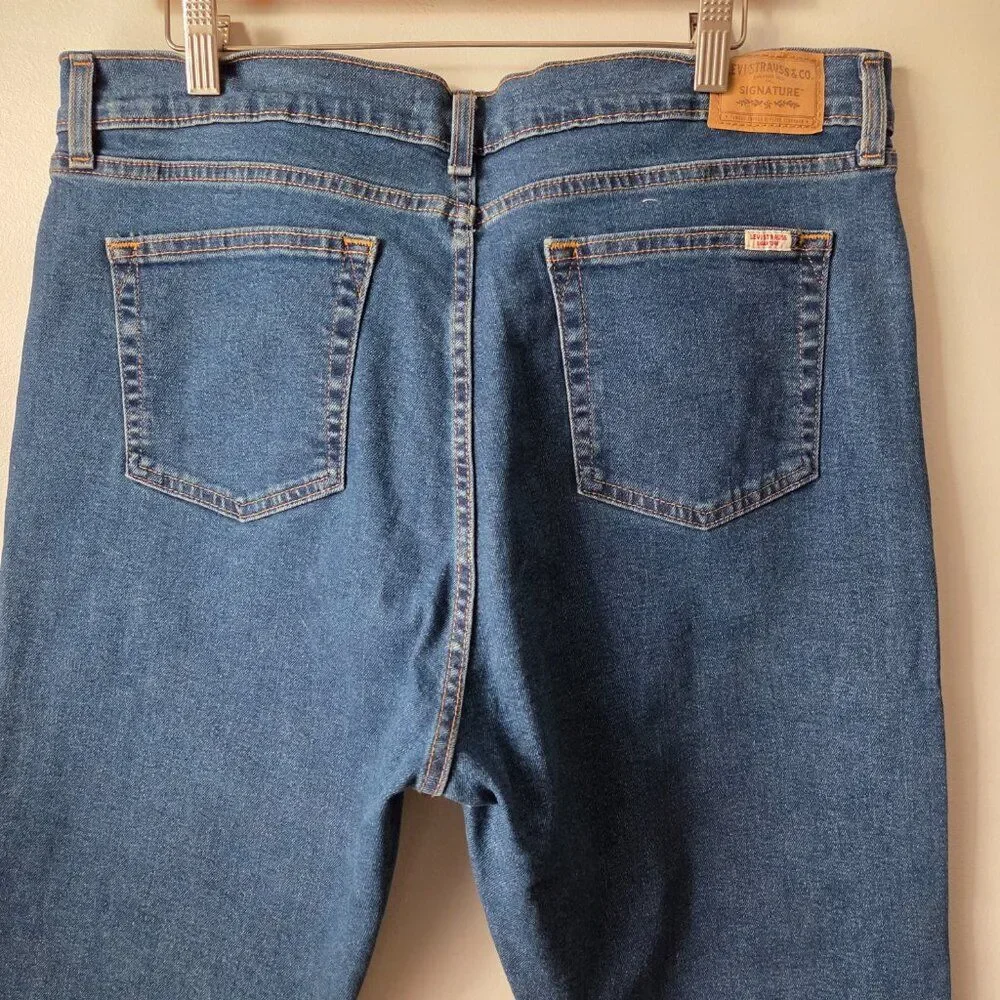 EUC SIGNATURE LEVIS STRAUSS HERITAGE MID RISE BOYFRIEND CUFFED JEANS SIZE 14 WMN